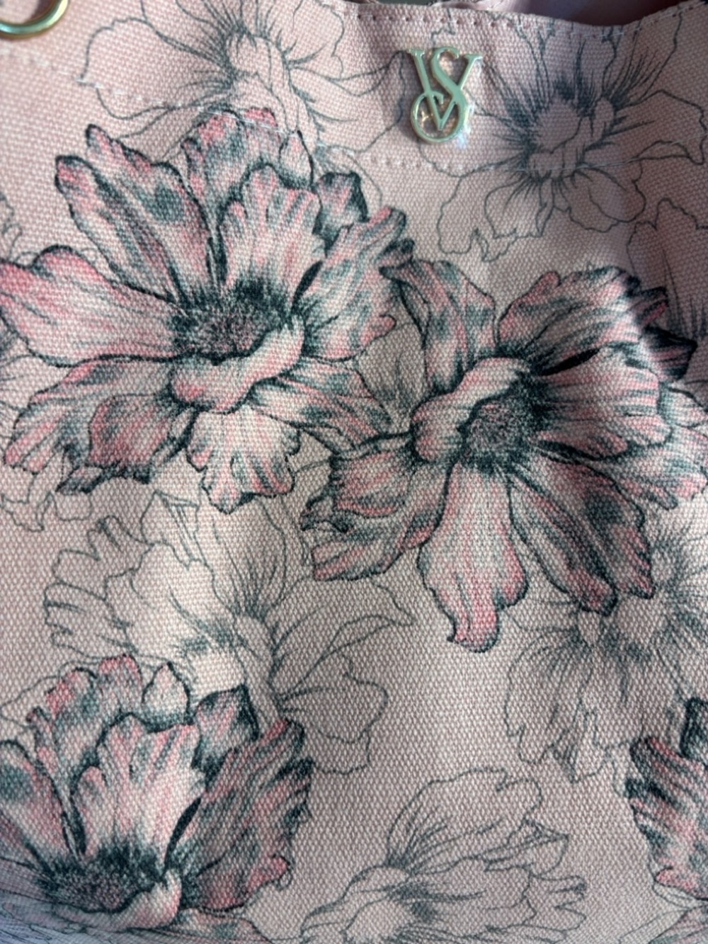 Victoria’s Secret Sketched - Floral print on pink canvas tote bag - Picture 4 of 6